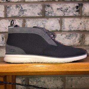 UGG 11 Energ Treadlite Gray Knit Suede Light Lace Up Boots White Sole